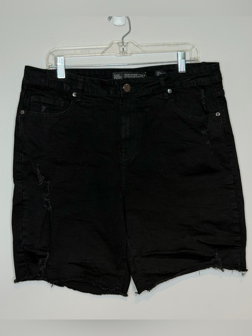 City Chic Harley High Rise Black Denim Shorts Womens 18